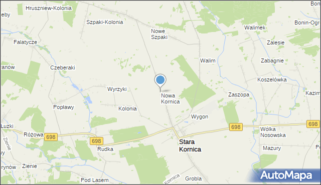 mapa Nowa Kornica, Nowa Kornica na mapie Targeo